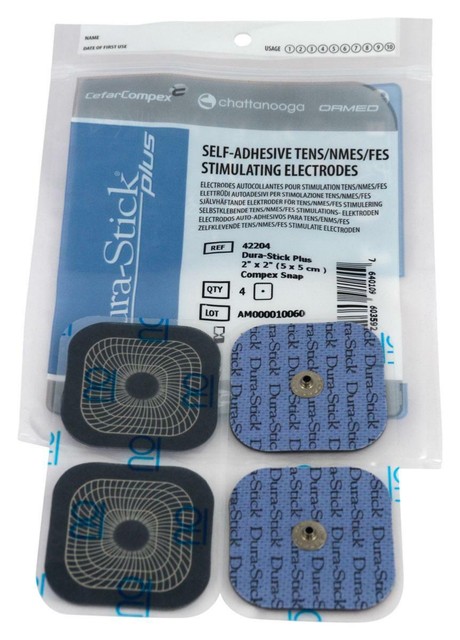 ÉLECTRODES COMPEX DURA-STICK PLUS (x4) Carré 50 x 50 mm - 42204 -Certifié France