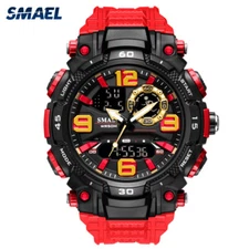 SMAEL Sport Watch Men Dual Time Military Watches Shockproof Male LED Stopwatch