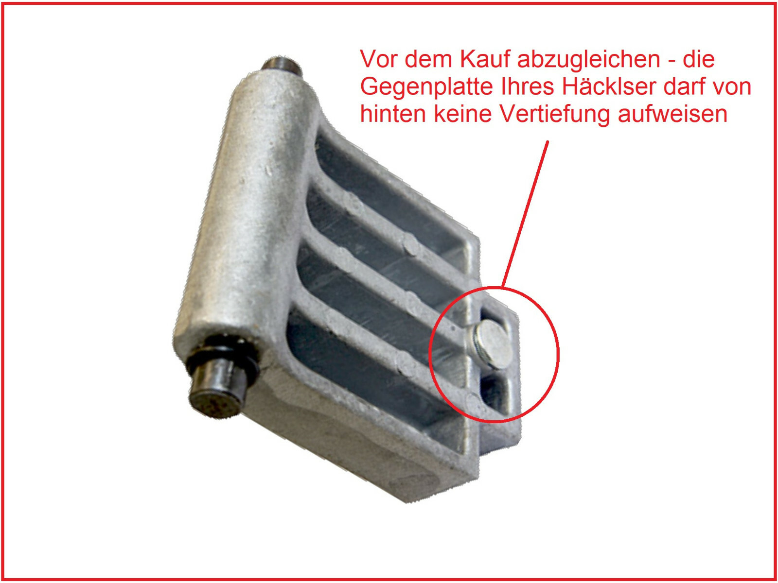 Gegenplatte passend für ALDI TOP CRAFT ATH 2500 Gartenhäcksler Häcksler