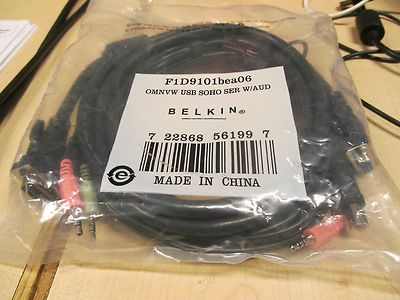 Belkin F1D9101BEA06 Omniview OMNVW USB SOHO SER USB W/ AUDIO KVM Cable 1.8M NEW
