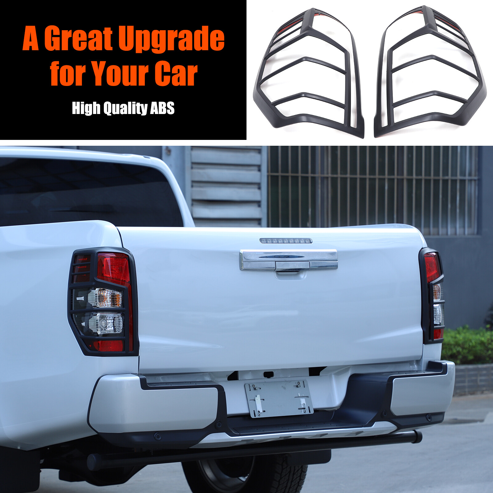 Black Rear Tail Light Guards Covers Trim For Mitsubishi L200 Triton 2019-2023