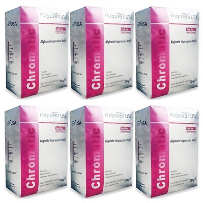 6 x Hygedent Chromatic Dental Fast Set Mint Dust Free Impression Alginate Dental