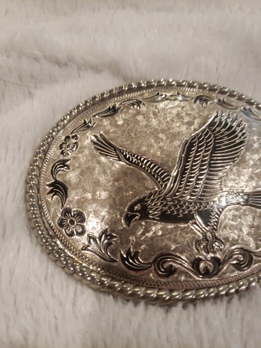 American Bald Eagle Silver Western Belt Buckle - Picture 2 of 5