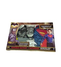 Armored Batman VS Superman Boys Costume Top Mask Cape Gauntlet Batarangs Sz 4-6