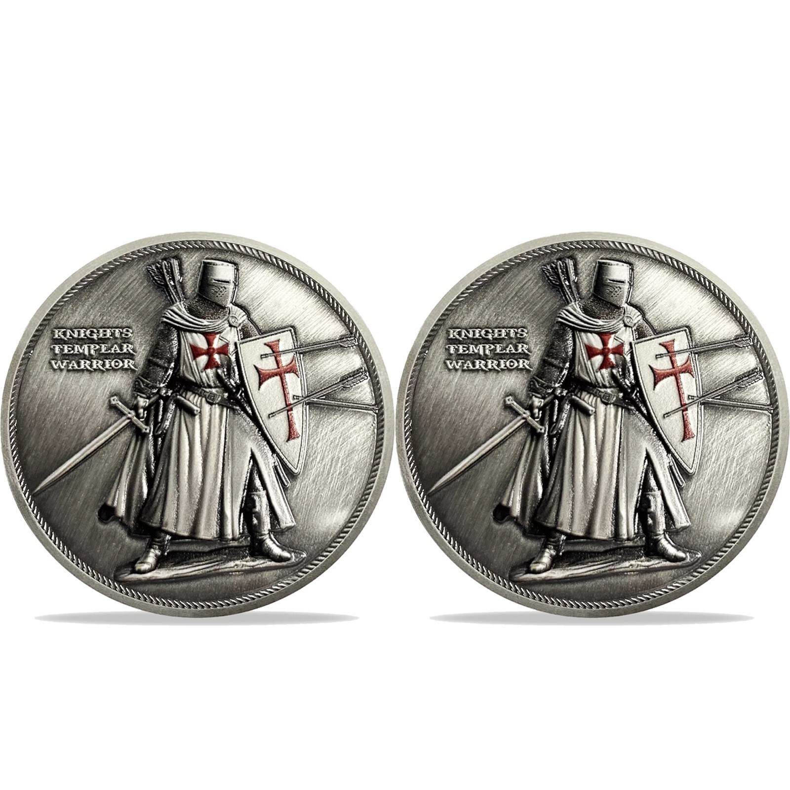 3D The Knight Templar Challenge Coin Crusader Warrior Christian Collectible 2Pcs-image