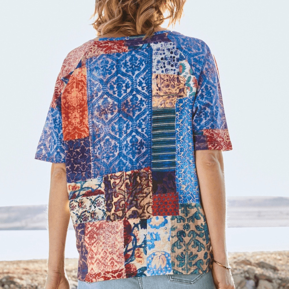 PERUVIAN CONNECTION Patchwork Tee Women’s Size XS… - image 2