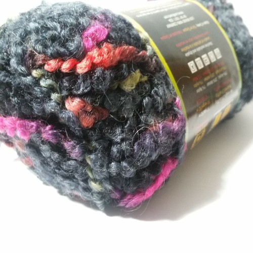 Lion Brand Lion Boucle Licorice Mohair Blend Yarn 3 Skein Black Navy Pink Yellow - Picture 11 of 12