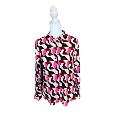 Express Women's XS Geometric Print Relaxed Portofino Shirt