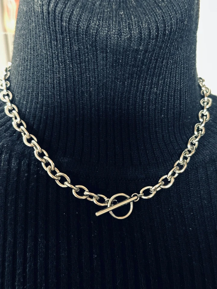 Collar de plata de ley 925 con cierre de palanca, gargantilla de cadena Rolo joyería para mujer/hombre Foto 3 de 4