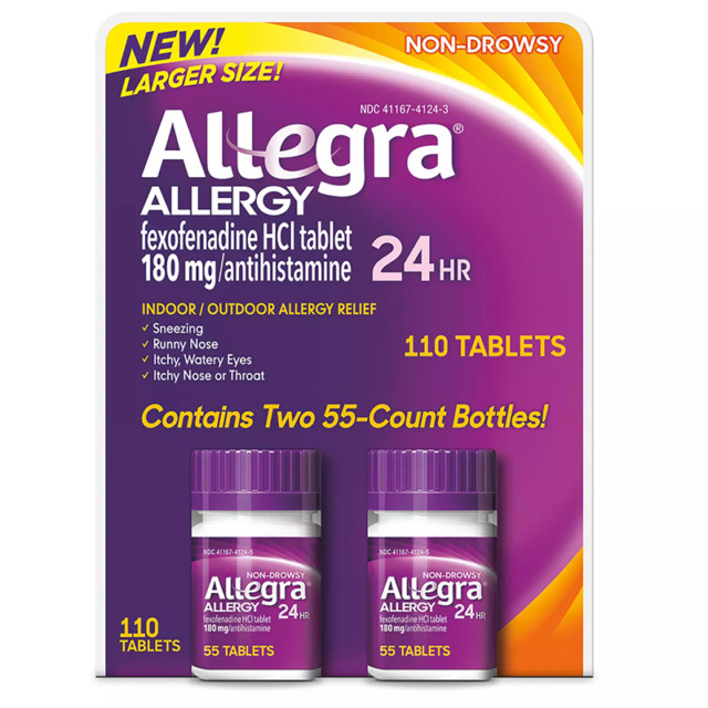 Allegra Allergy 24 Hour Fexofenadine HCI 180mg - 110 Tablets, EXP 06/2026+