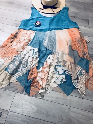 Cowgirl Style Turquoise Silk Handmade Fairy Tattered Festival Dress XL | eBay Cowgirl Style Turquoise Silk Handmade Fairy Tattered Festival Dress XL | eBay