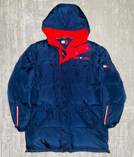 Vintage TOMMY Hilfiger JEANS Logo Long Y2K Puffy Down Parka Jacket Coat USED L