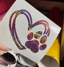 Dog Cat Heart Paw Print Vinyl Decal Sticker - Car Window Tumbler Mug Laptop Gift