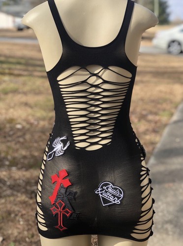 Safety Pin ROCKSTAR dress TRENDING popular Exotic, video vixen, birthday dress - Picture 6 of 6