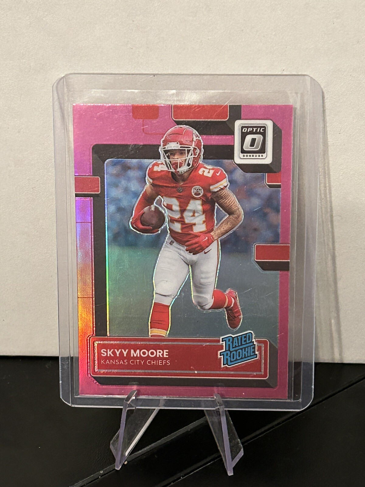 2022 DONRUSS OPTIC #224 SKYY MOORE RATED ROOKIE PINK PRIZM KANSAS CITY CHIEFS RC