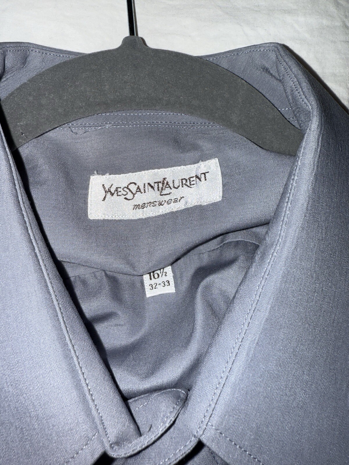 Camicia elegante uomo YSL Yves Saint Laurent con bottoni 16 32 33 grigio misto poliestere