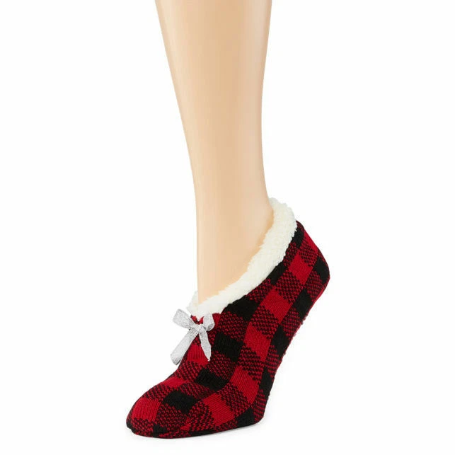 Mixit Red/Black Buffalo Check Women's Slipper Socks - NWT Foto 2 de 2