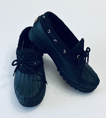 Sperry Top-Sider Womens Black Quilt Rubber Duck Boots Waterproof Lace Up  Size