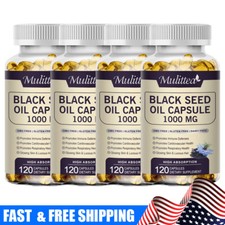 Black Seed Oil Capsules 120 Softgels For Immune, Digestive, Joint Health 1000MG