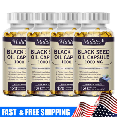 Black Seed Oil Capsules 120 Softgels For Immune, Digestive, Joint Health 1000MG