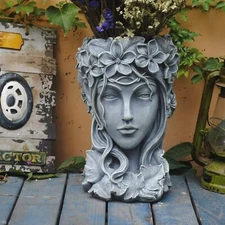 Sungmor Goddess Head Flower Pots Garden Yard Resin Standing Planter Statue Decor