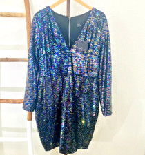 ASOS Curve New with Tags Iridescent Long Sleeve Sequin Dress Lined US SZ 16