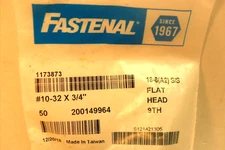 QTY 50 - Flat Socket Cap Screws. 10-32 x 3/4 Stainless 18-8 -Fastenal 1173873