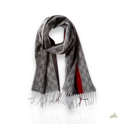 Gucci GG-Muster Wolle Seide Mischung Schal Mehrfarbig Oversized Made in Italy