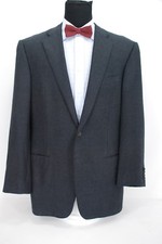 Ermenegildo Zegna 2Btn Sport Coat 15Milmil15 Flannel Wool Gray Black Weave 44XL
