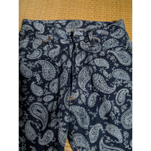 EVISU Paisley Pattern Daikoku jeans Buffalo Patch Size:W30 VG 