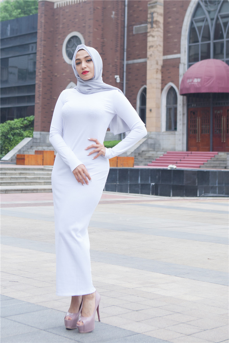 Abaya Muslim Women Stretch Maxi Dress 