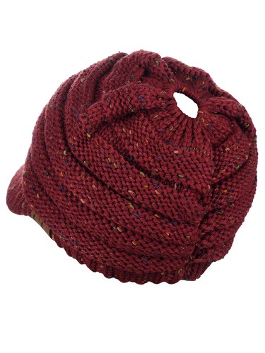 C.C BeanieTail CONFETI Tejido Cálido Desordenado Panel Alto Visera Cola de Pony Gorra - Imagen 16 de 65
