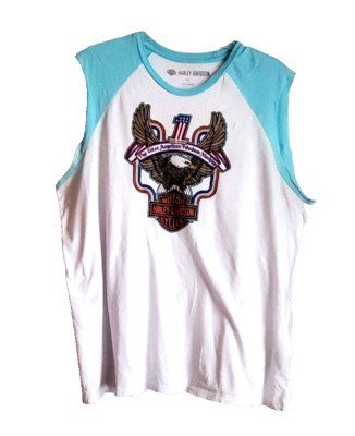 Harley-Davidson Muscle T-Shirt Women 2XL White Freedom Machine Eagle Sleeveless