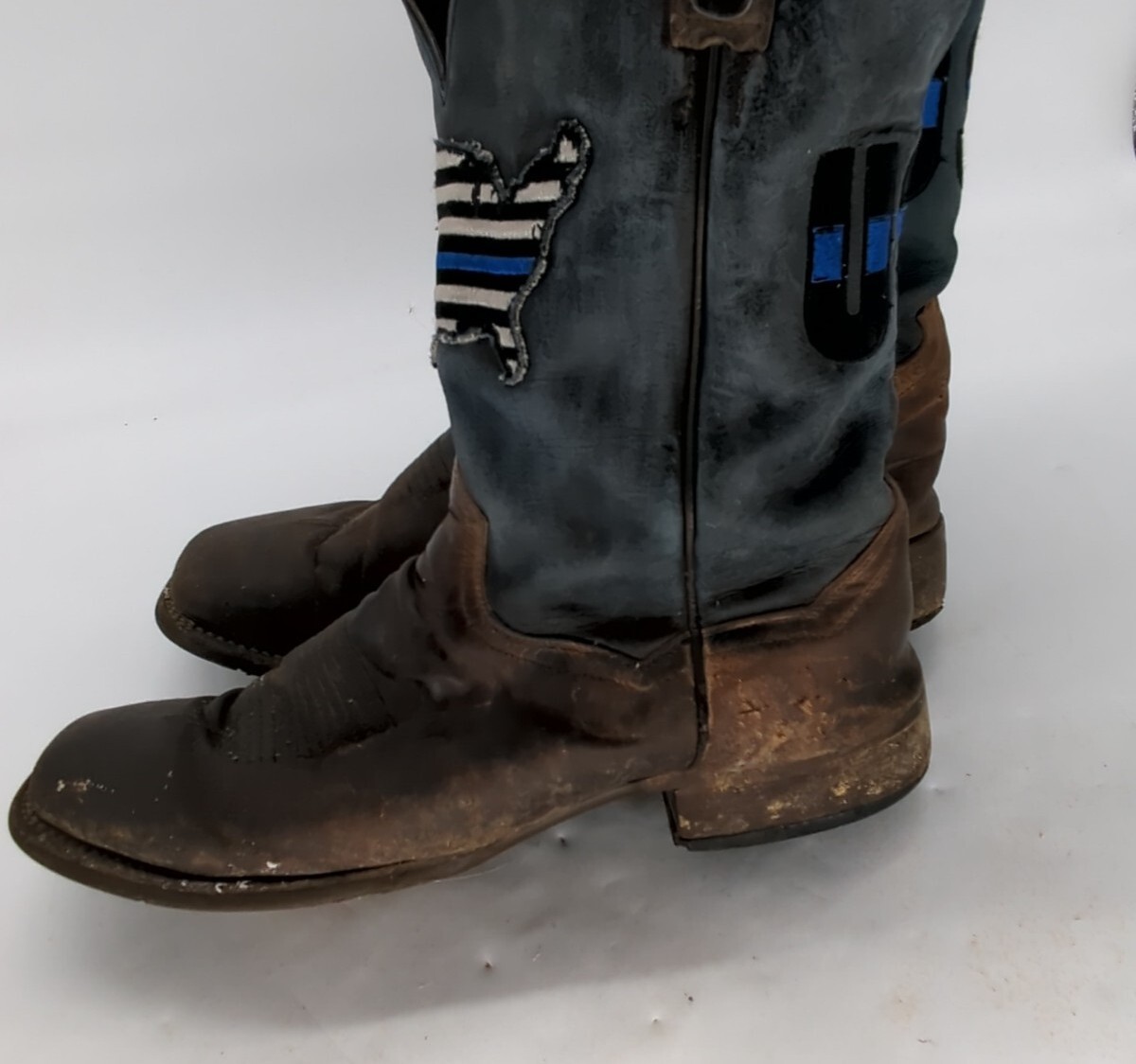 Dan Post Thin Blue Line Flag Patch USA Cowboy Boo… - image 3