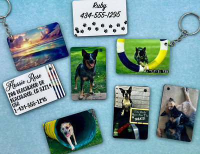 Custom Luggage Tag double sided 2.4'' x 1.5''  keychain suitcase backpack pet gear