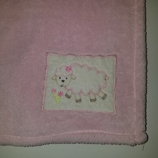 Baby Gear Pink Sheep Lamb Fleece Baby Blanket Lovey Flowers White 30x40