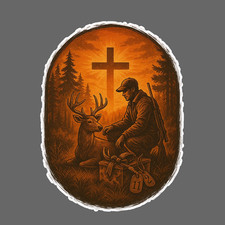 Jesus sticker vinyl decal deer hunting 11:2 cross nature woods window car mug