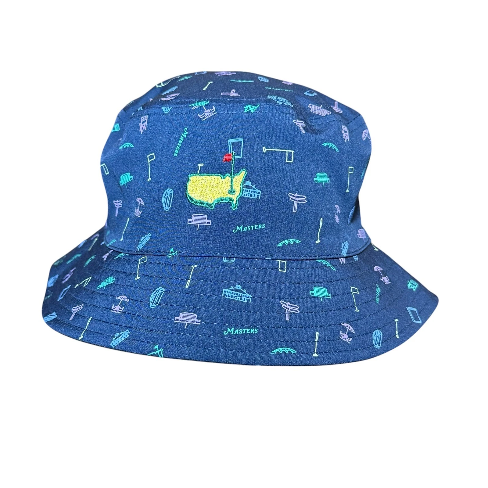 Masters American Needle Navy Blue Golf Neon Print Bucket Hat C-1223-OT23-0498
