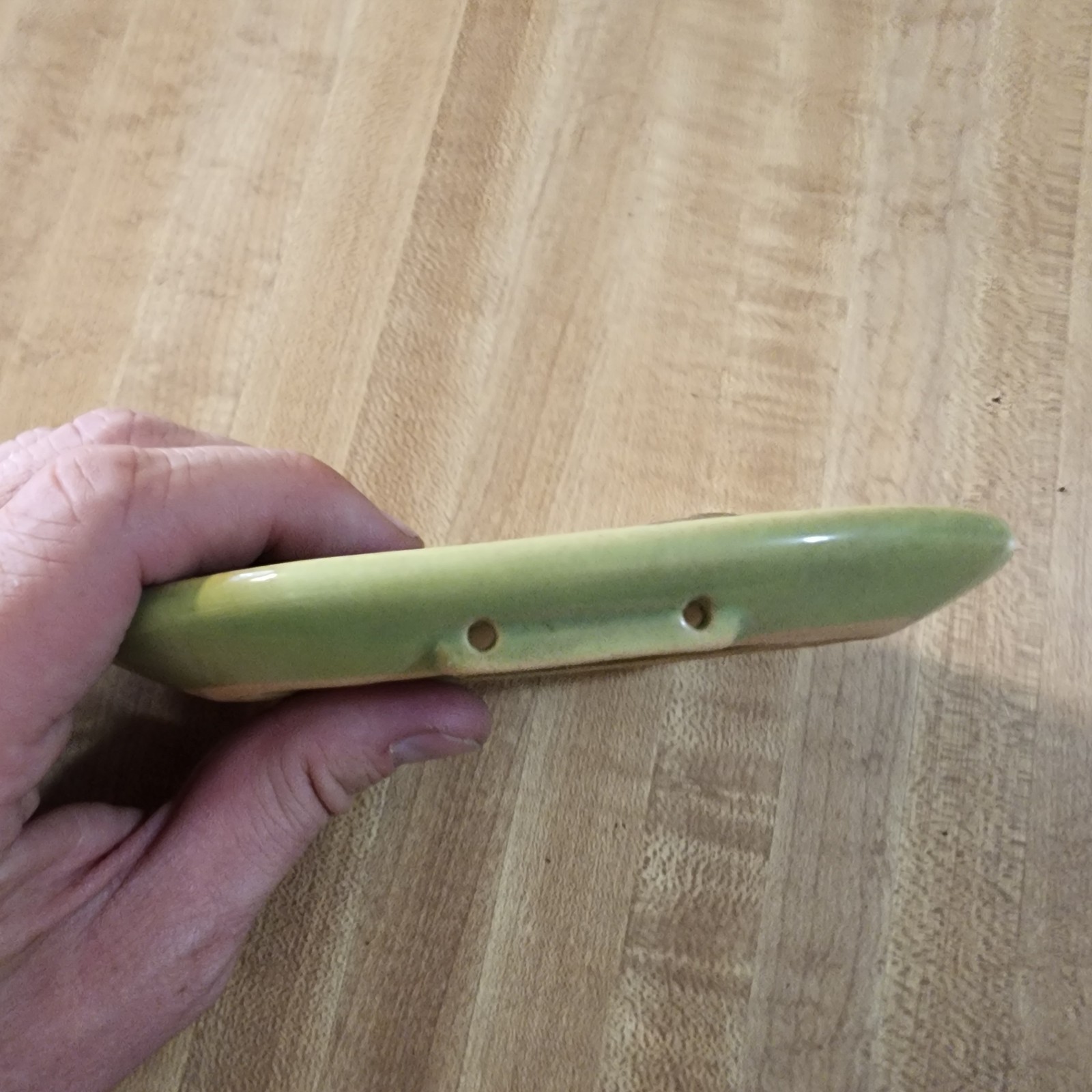 Vintage 6" Rosemeade Pottery Brook White Crappie Fish Plaque Wall Hanging Green