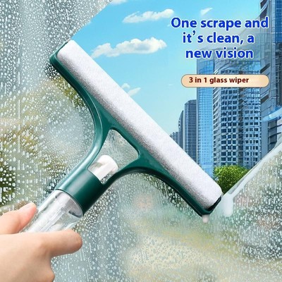 3 In 1 Window Cleaning Squeegee Multi Function Glass Mirror Wiper With Spray