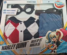 DC Super Hero Girls Harley Quinn Dress-Up Set Shirt Mask  Leggings Size 4-6 New