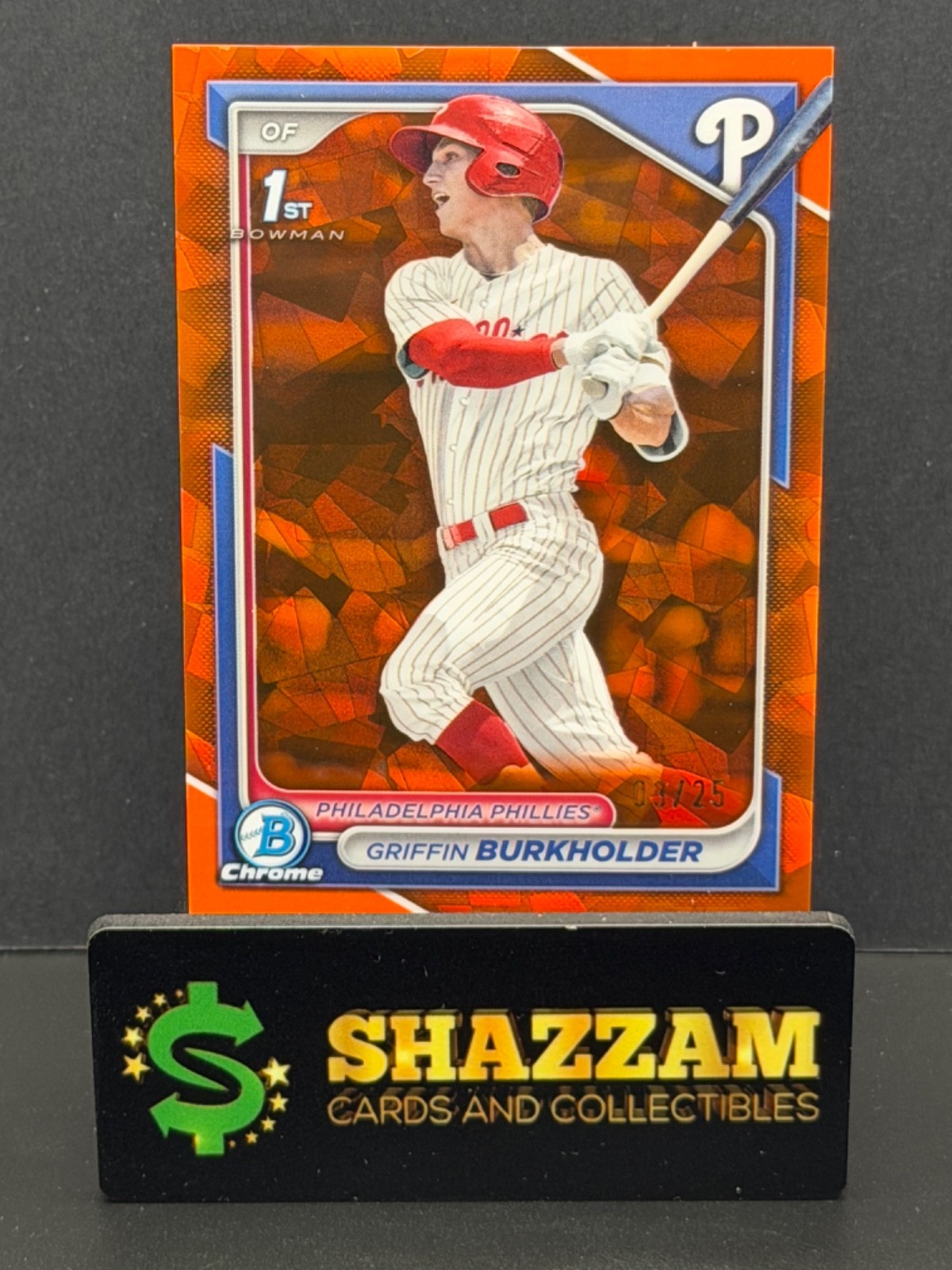 2024 1st Bowman Sapphire GRIFFIN BURKHOLDER Orange /25 Phillies Rookie RC BDC-60