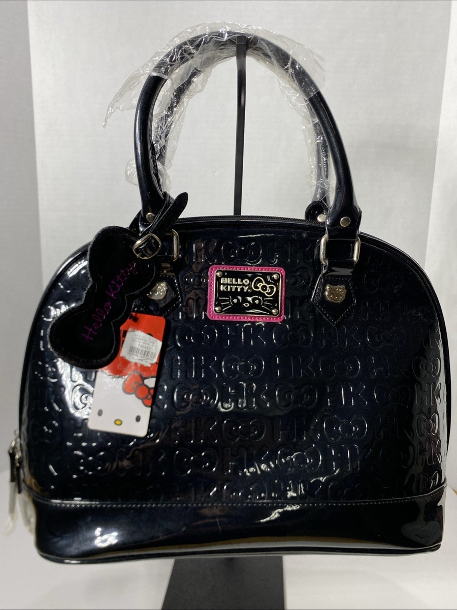 Loungefly x Sanrio HELLO KITTY BLACK EMBOSSED LARGE BOWLER BAG NWT