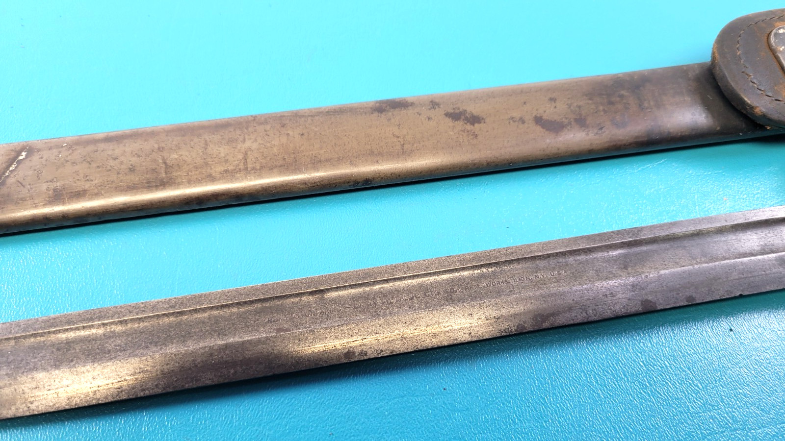 WWI French Model 1914 Remington Rifle Extended Marks Bayonet Sheath & Frog TR569