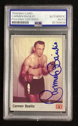 Carmen Basilio Signed 1991 AW Sports #49 Boxing Card Heavyweight Auto PSA/DNA