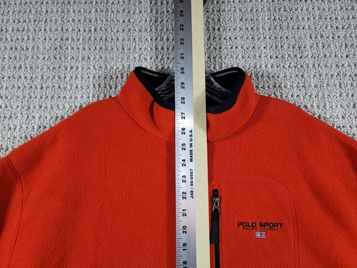 Polo Sport Ralph Lauren vintage anni 90 uomo 2XL full zip arancione giacca pile - Foto 8 di 9