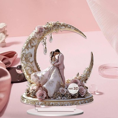 2d Flat Mond Brein verheiratet Acrylschild Hochzeitsgeschenk für Desk Cafe