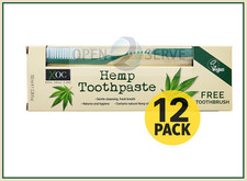 12x HEMP Toothpaste + FREE Brush- Organic Hemp Oil | Fluoride Free | Vegan-100ml 15.83 per litre