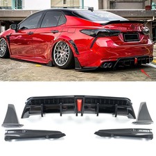5Pcs Rear Bumper Diffuser Lip LED Corner Extension Carbon Camry SE XSE 18-24