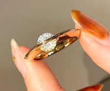 Saturn Planet Ring Round Zircon Gold Plated Sterling Silver Statement Unique